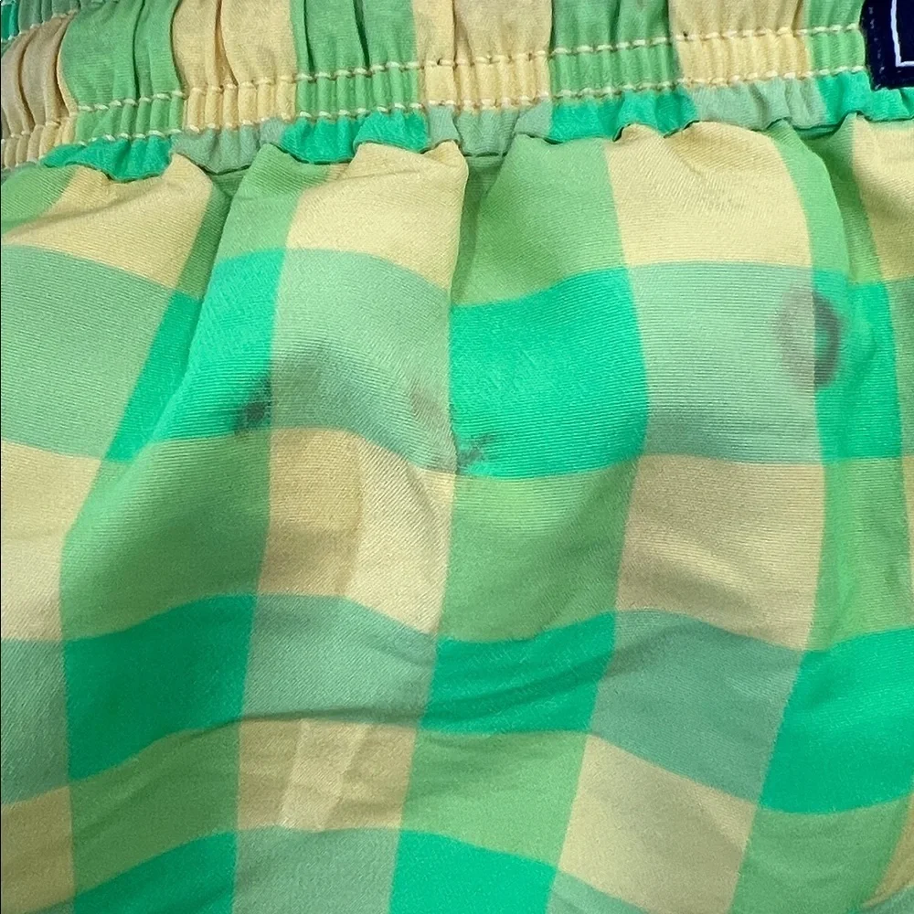 Vilebrequin Lime Green yellow Checkered plaid swim trunks kids 12